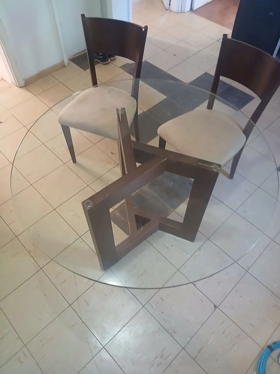 Mesa de vidro redonda