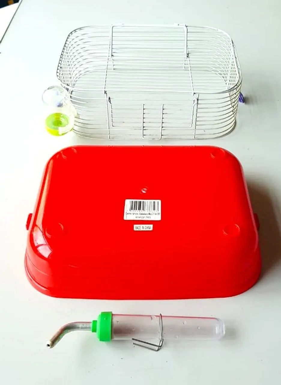 Gaiola para Hamster (Vermelha - Com Bebedouro) - Usada - Bom Estado de Conservação - Foto 6