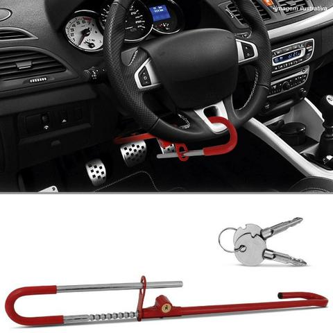 Trava de Segurança Antifurto para Volante e Pedal Universal Vermelho com 2 Chaves Tetra - Foto 2