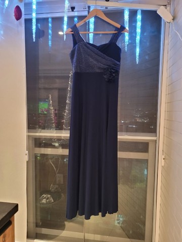 Vestido de Festas Malha Azul