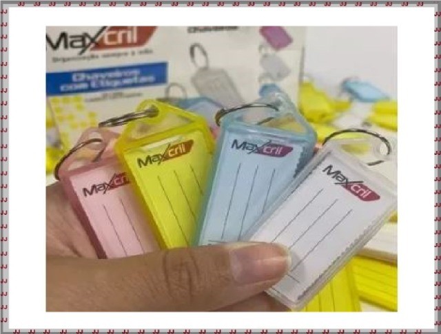Cx. com 100 unidades - Chaveiro com etiqueta para identificação e organização - Foto 3