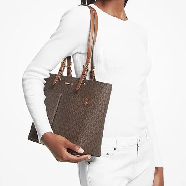 NOVA - Bolsa Michael Kors Tote Jet Set Media Double Pocket cor: Mocha - Foto 5