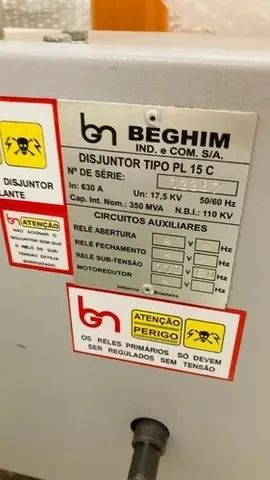 Disjuntor de Média Tensão Marca - Beghim  P L 15 C -17.5 - Frontal - Foto 3