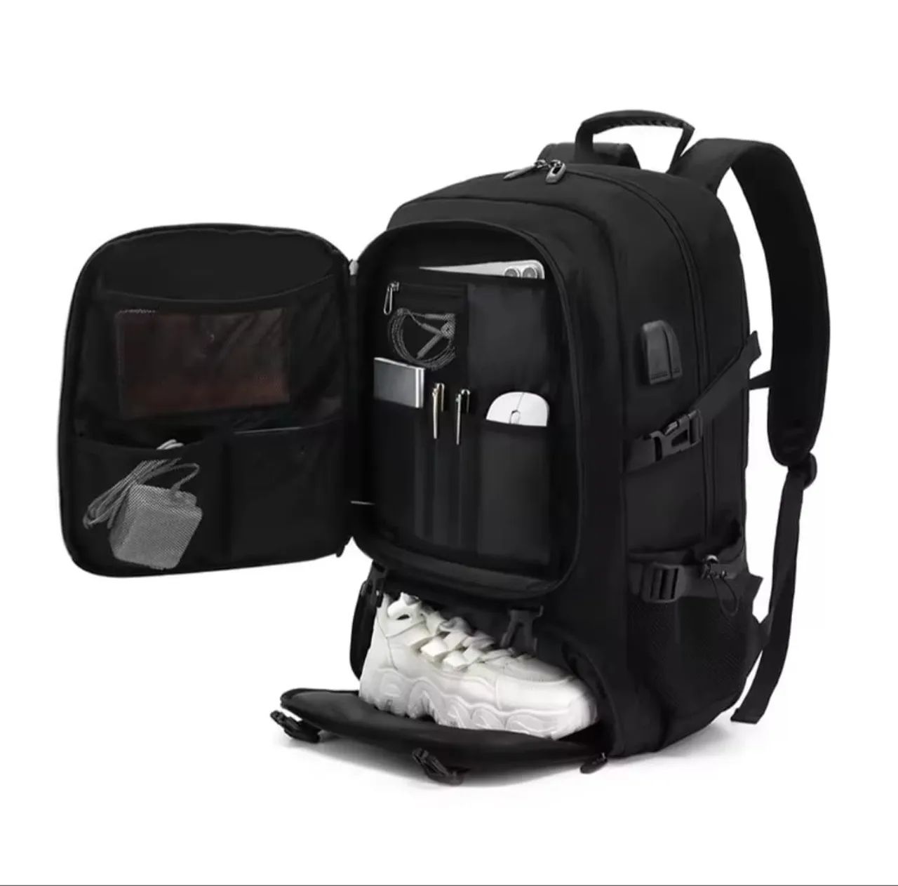 Mochila grande preta p/ trabalho ou viagem - Foto 4