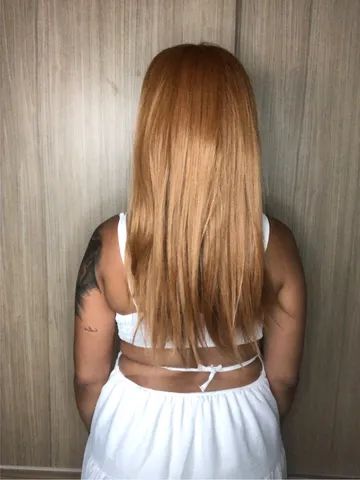 Peruca wig ruiva com repartição em tela - Foto 4