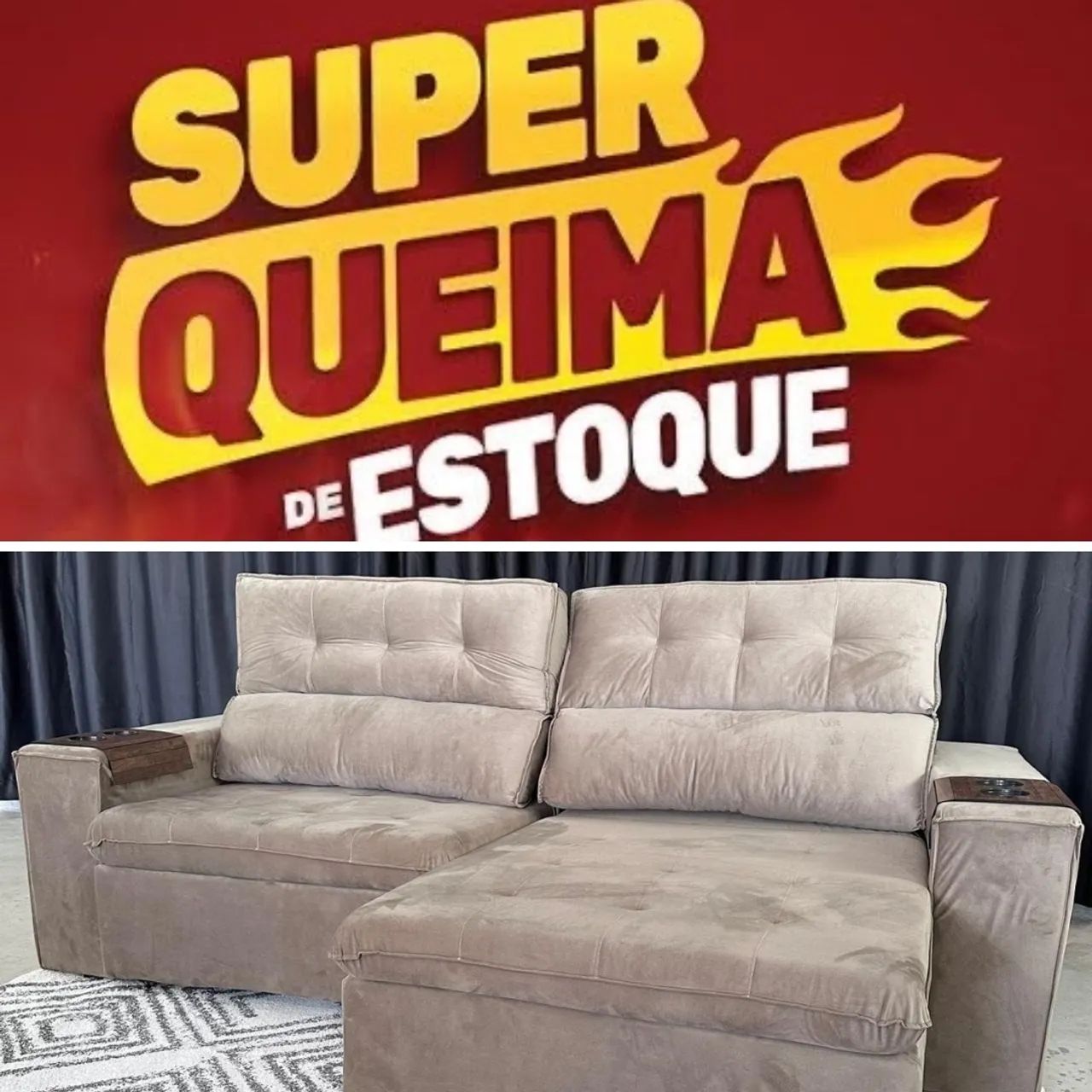 Super queima de estoque, sofá retrátil 2,30m cor creme 