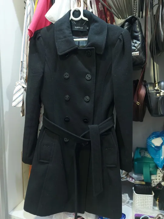 Casaco sobretudo balzer feminino lã batida preto tamanho p Siberian