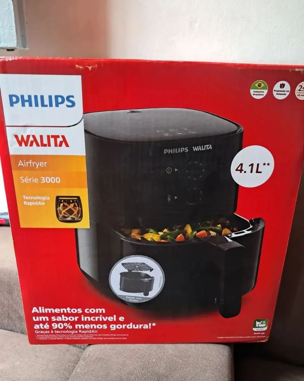 Fritadeira Elétrica Philips Walita Grill Edition Preta 1400W 4,1L 127V HD9202/91