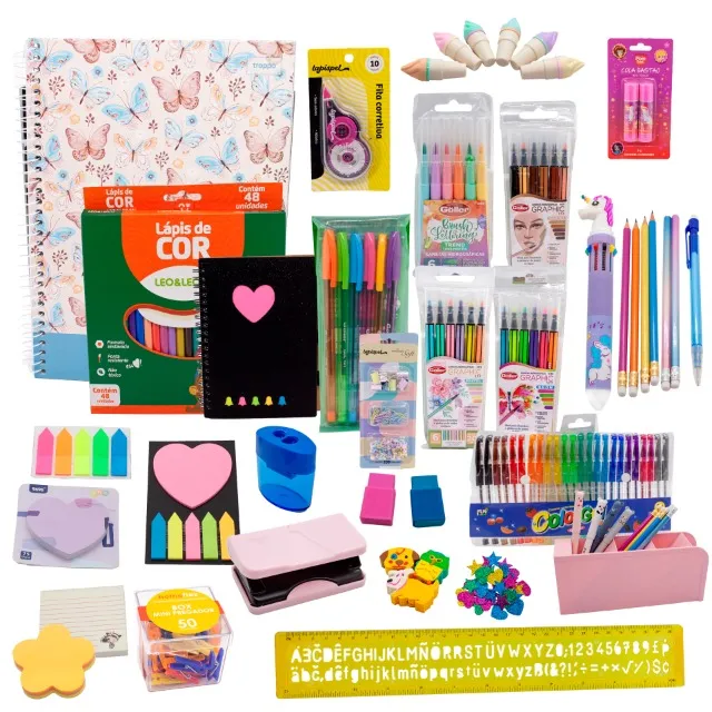 MATERIAL ESCOLAR KIT CAIXA 03 COM 142 ITENS