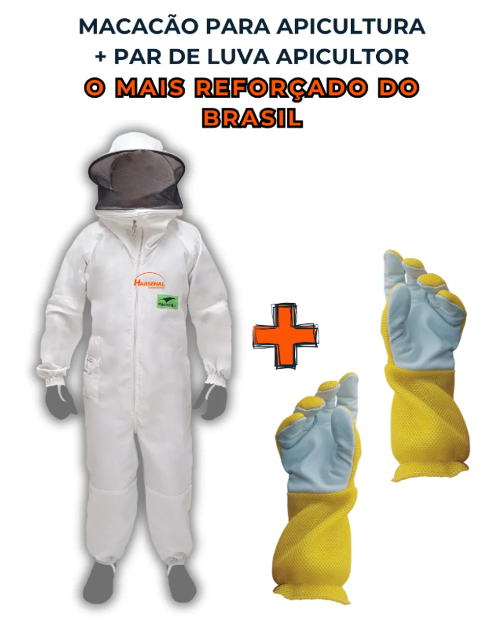 Macacão Apicultor + Luva Abelha Apicola Roupa Branco G