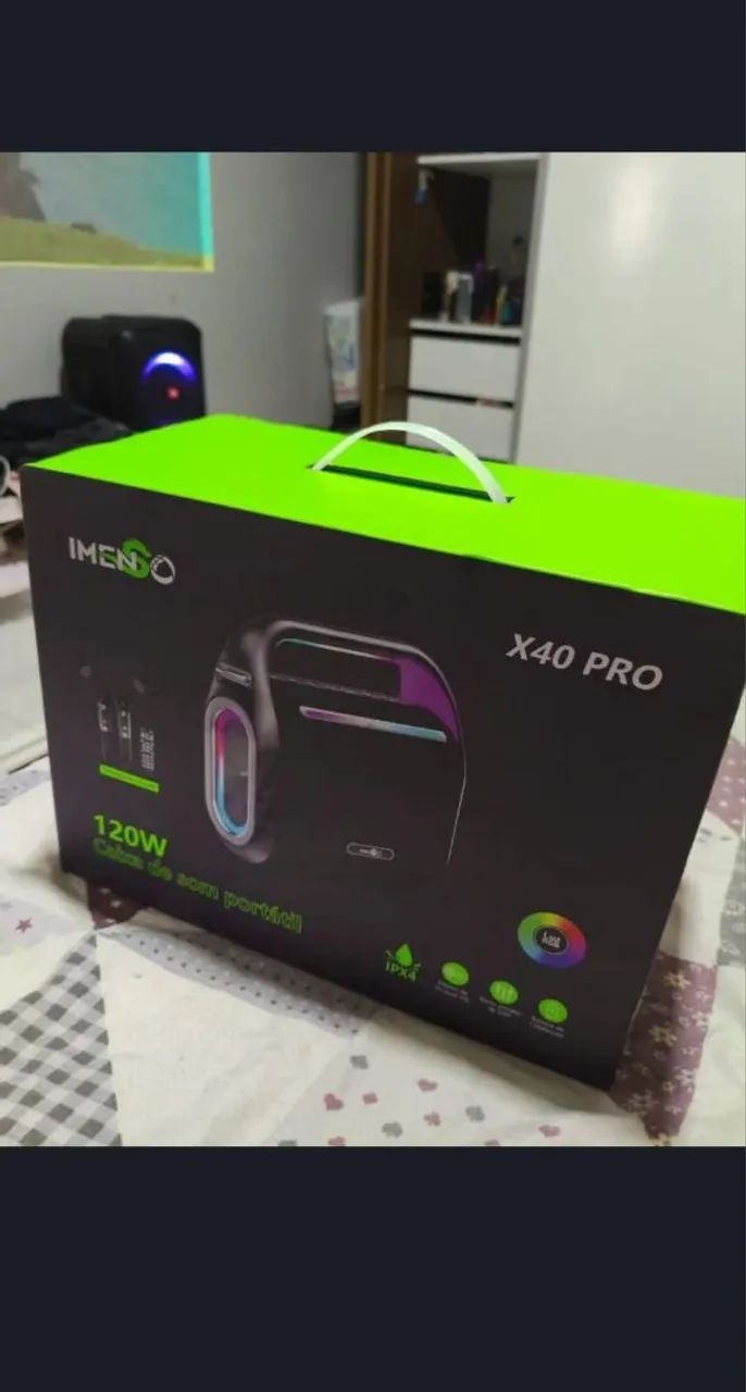 Caixa de Som Portátil Imenso X40 Pro 120W - IPX4 - Luz RGB - Foto 3