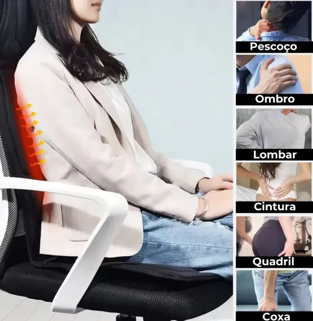 Assento Massageador para as costas, pescoço. Escritório, carro, cama, sofá, COM aquecedor. - Foto 3