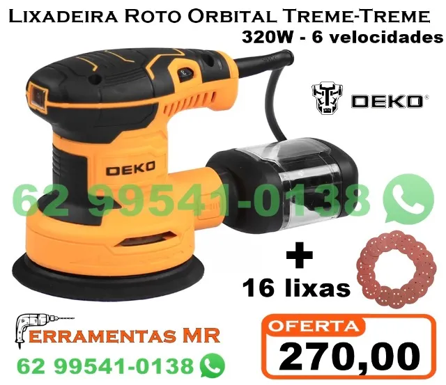 Lixadeira Orbital 350w com 16 lixas