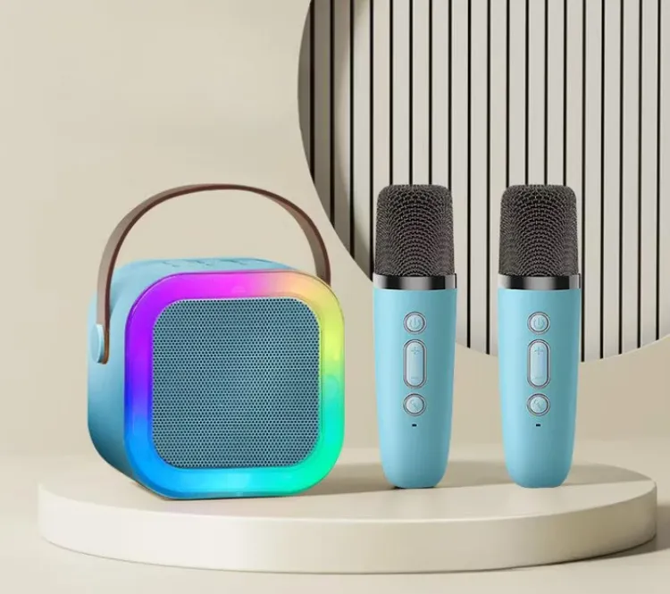 Caixa de som Karaokê Bluetooth com microfones