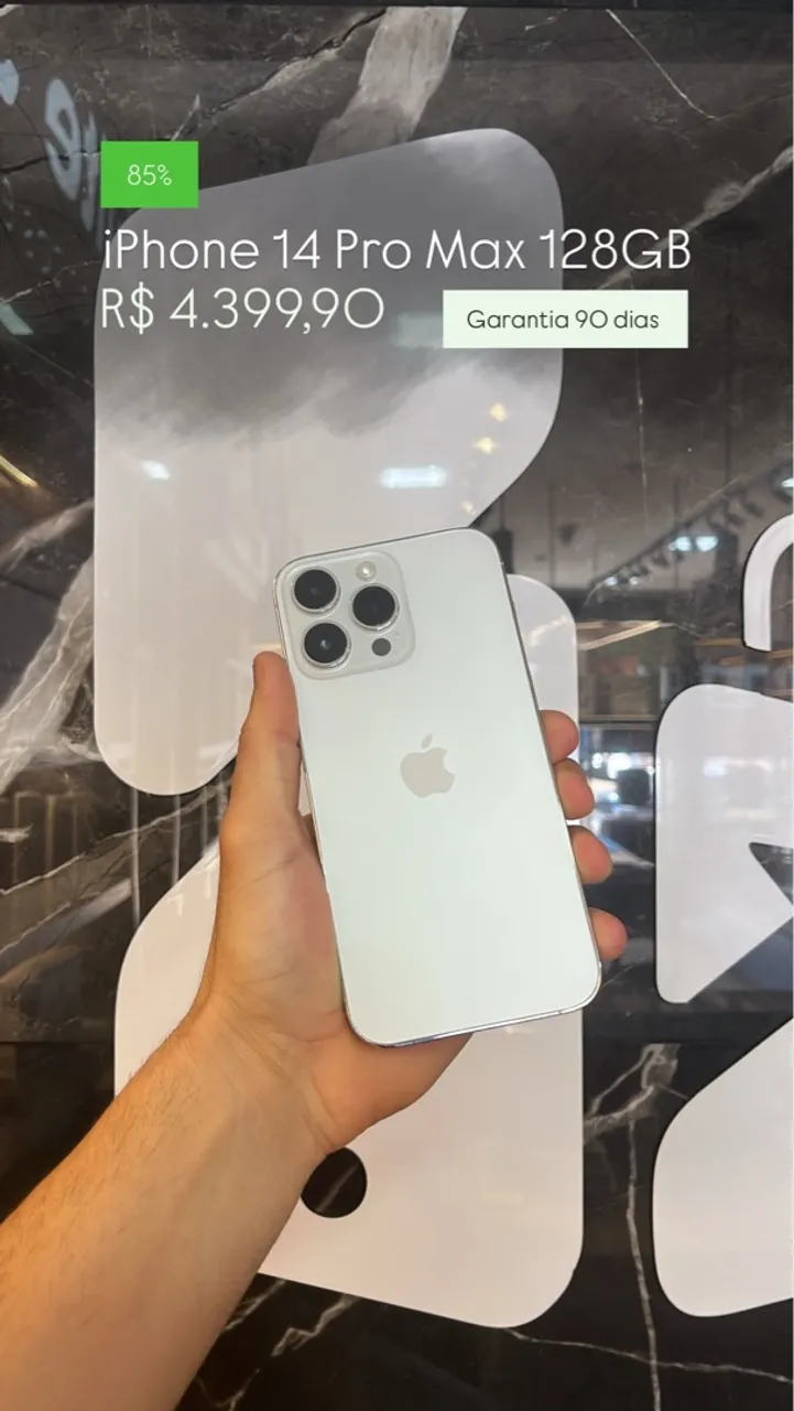 iPhone 14 Pro Max branco 85% Bateria