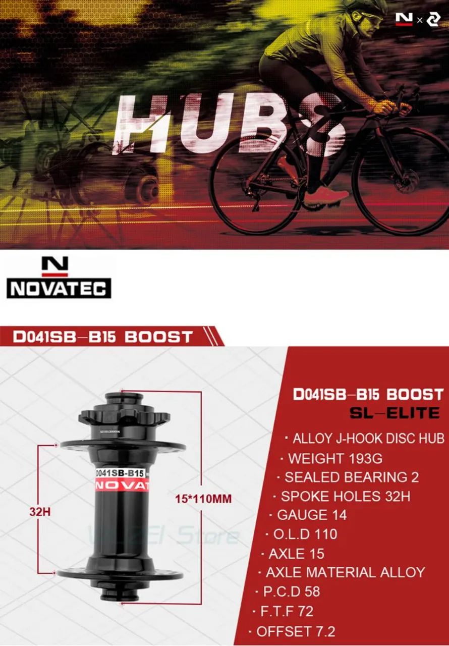 Cubo dianteiro Novatec Boost 041SB Novo - Foto 4