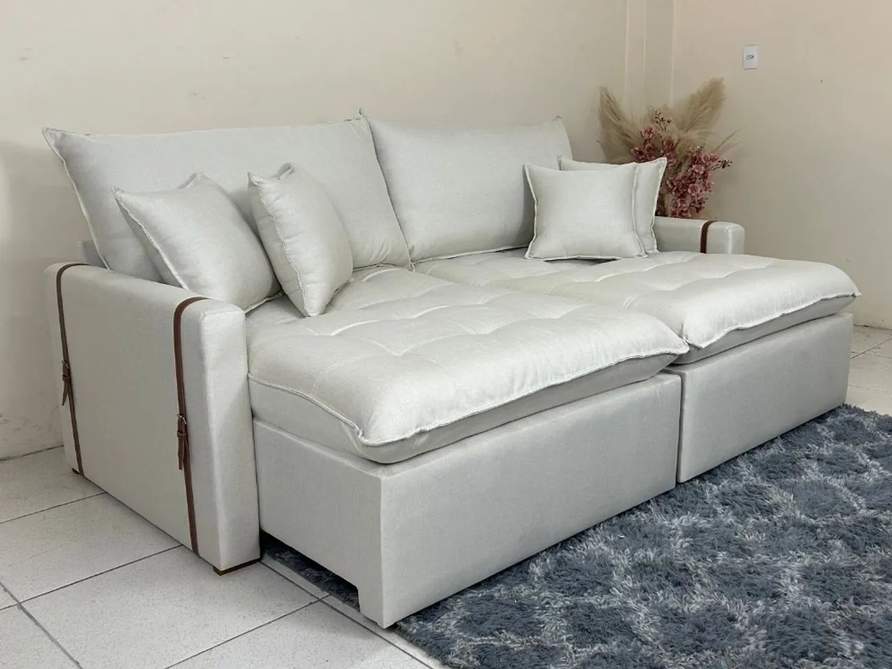 Sofá Cama/Retrátil Genova 2.20m Linho- Entrega Rápida