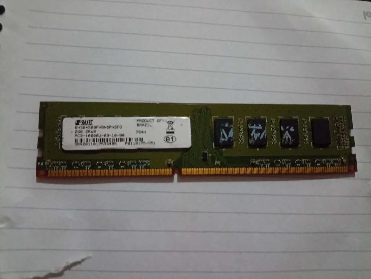 6 gigas (Memória RAM Smart 2GB DDR3 784H, Memória RAM SK hynix 4gb..)