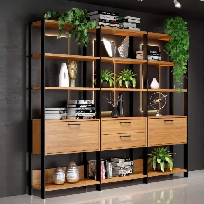 Estante para livros 2 portas, 2 gavetas 100% MDF.