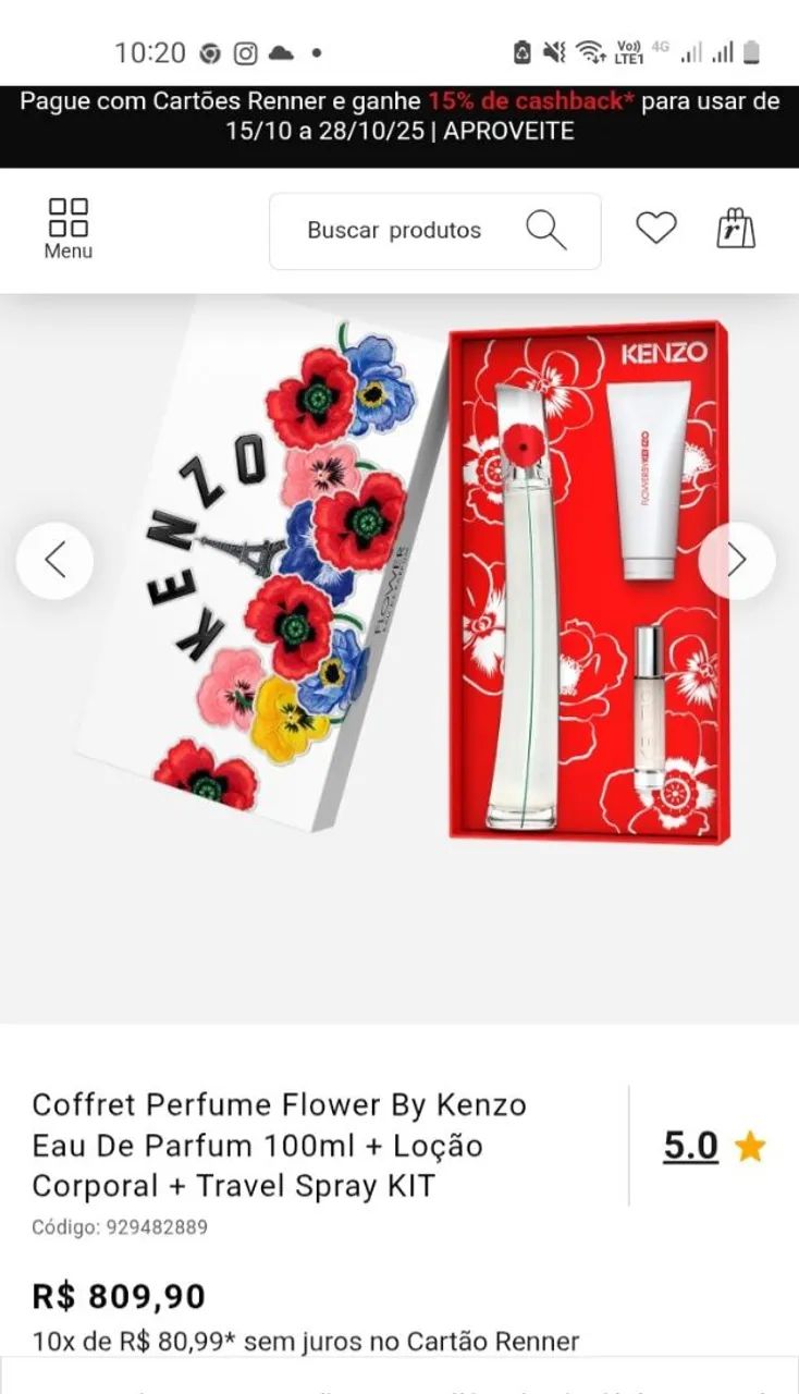 Kit perfume Francês Flowers by Kenzo novinho Beleza e Cuidados