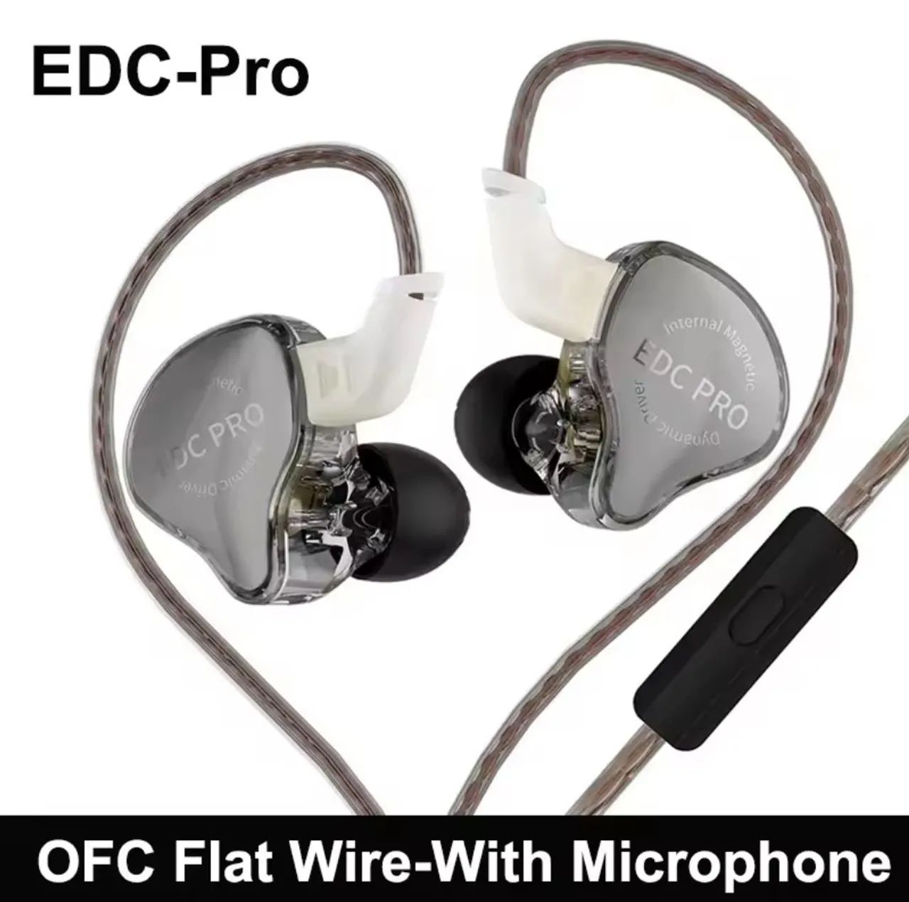 Fone de ouvido KZ EDC-Pro com fio e microfone