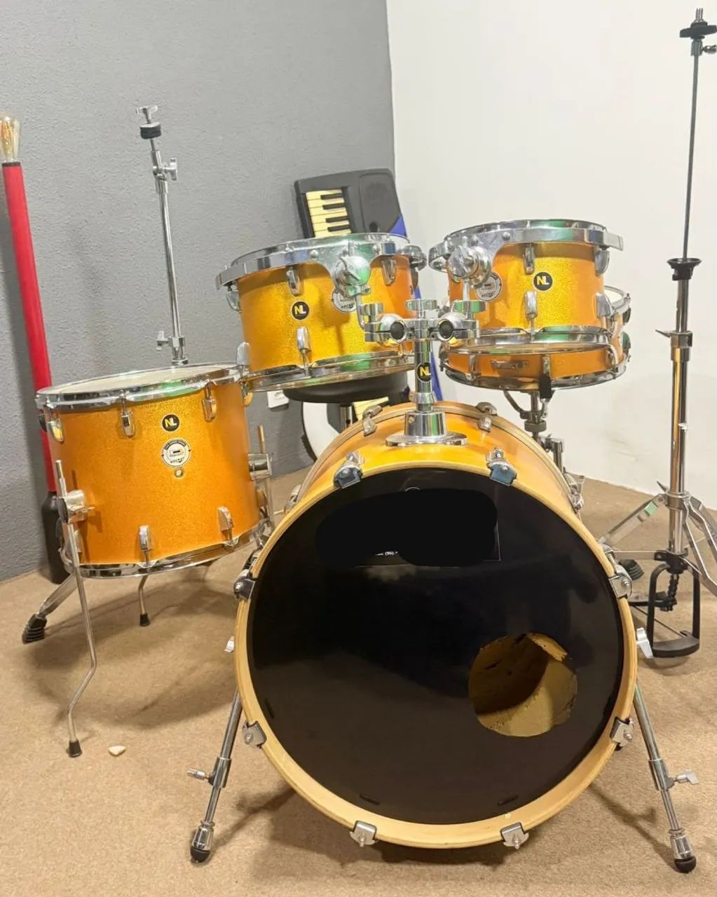 bateria D-One Rocket na cor Orange Satin Sparkle. - Foto 4