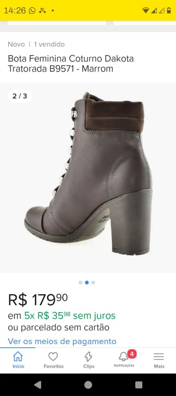 Bota Feminina Coturno Dakota Tratorada Marrom - Foto 2