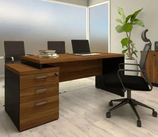 Mesa retangular Dinâmica e extensível 02 gavetas e 01 pasta cor : macadamia  - Foto 3