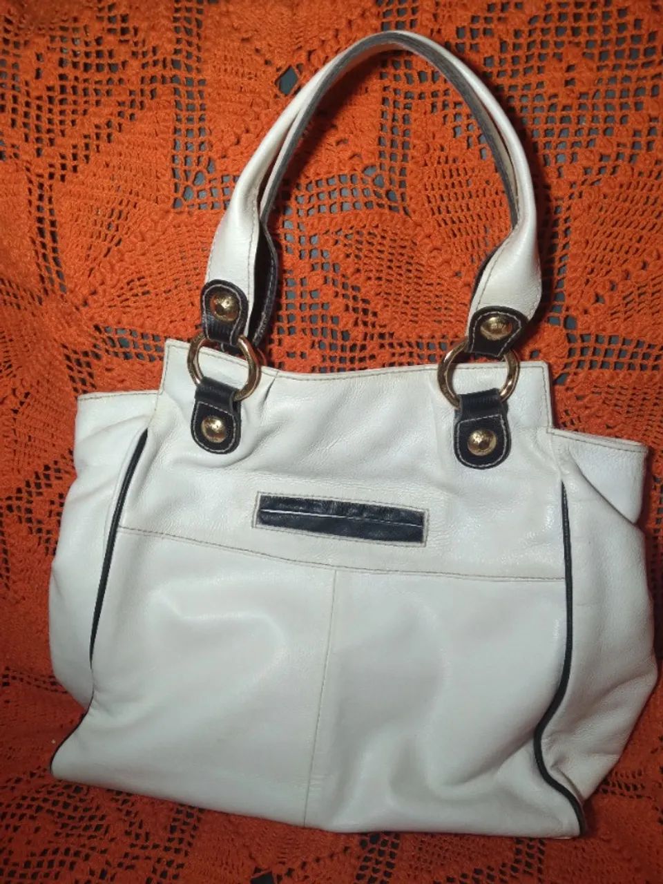 Bolsa  de  couro  couro  fino  bege - Foto 5