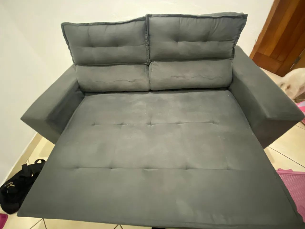 Sofá-cama 2 lugares cinza  - Foto 3