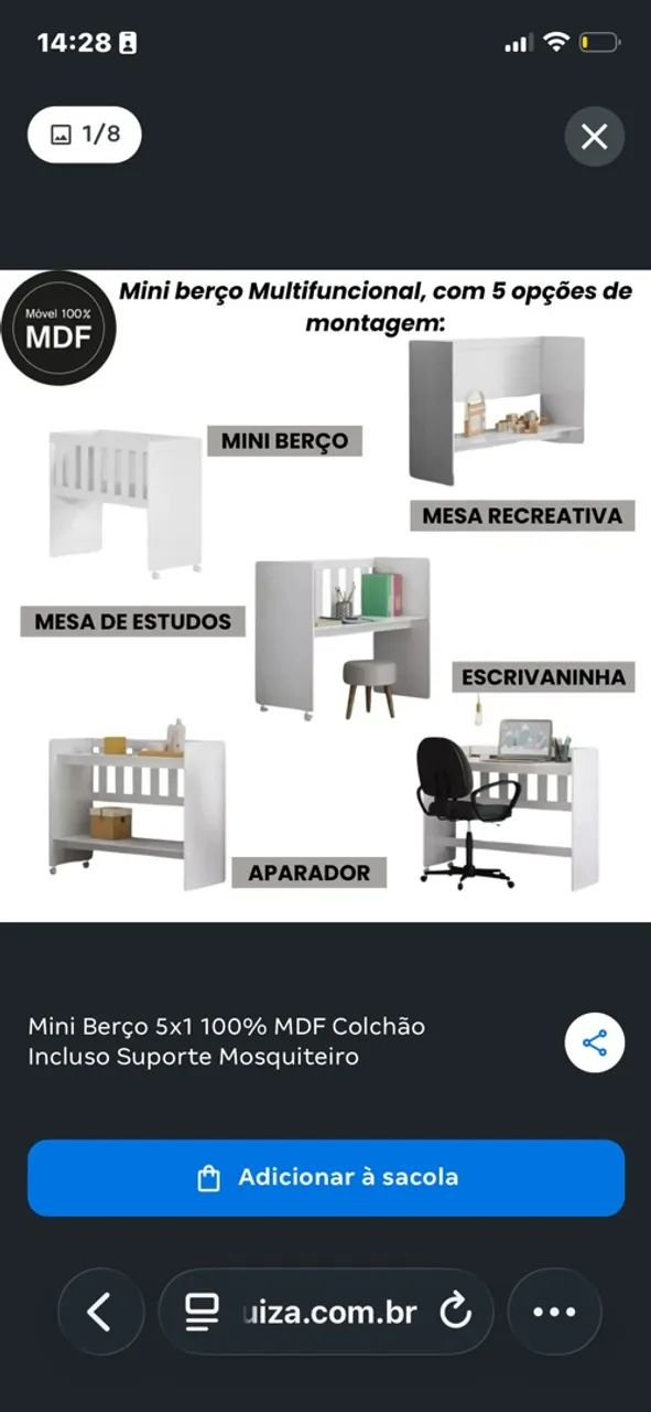 Mini berço em mdf 