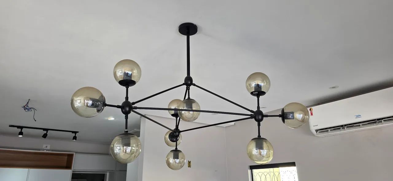 Luminária pendente orbe preto/âmbar  - Foto 3
