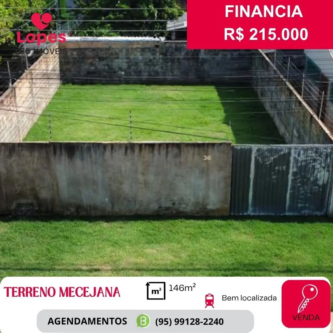 VENDE-SE TERRENO BAIRRO MECEJANA APTO A FINANCIAR 