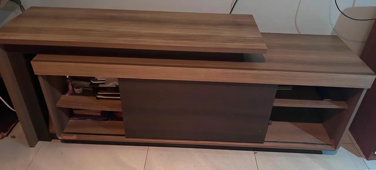 RACK + PAINEL PARA TV - MARROM E BEGE - Foto 3