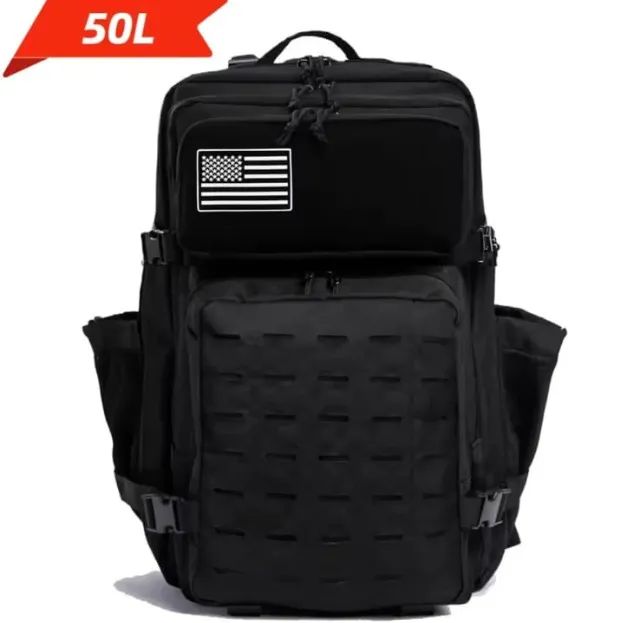 Mochila Tática Militar 50L NOVA Preta | Resistente + Impermeável - Foto 2