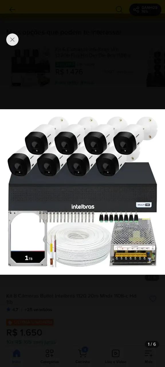 Kit CFTV 8 cameras Intelbras