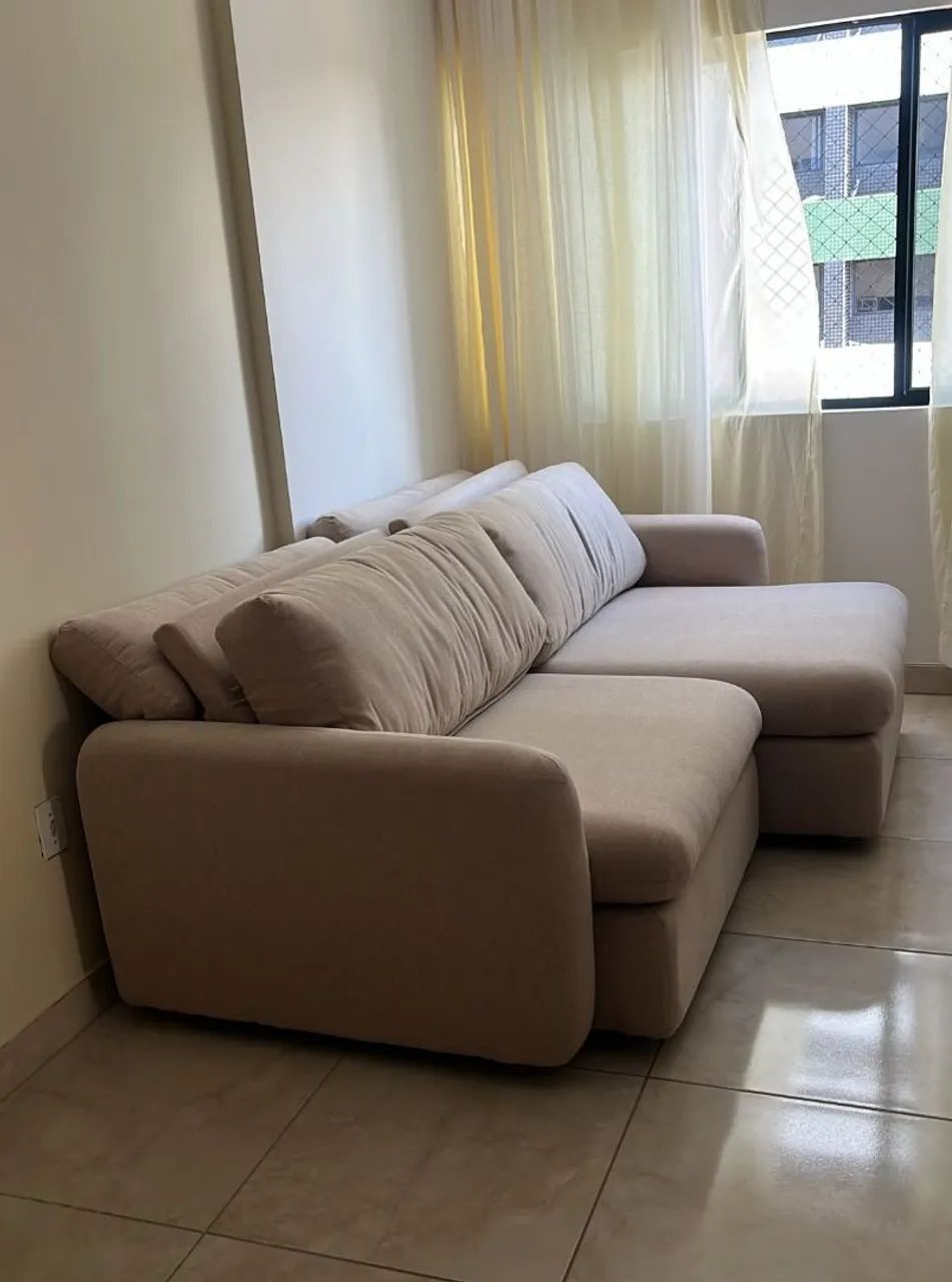 Sofá Retrátil Figma - Reclinável Para Sala, 210cm beger