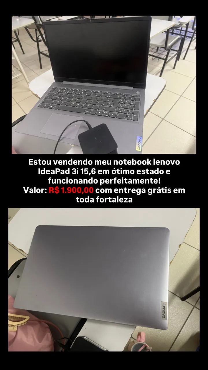 Notebook Lenovo IdeaPad 3i em excelente estado e funcionando perfeitamente! - Foto 3