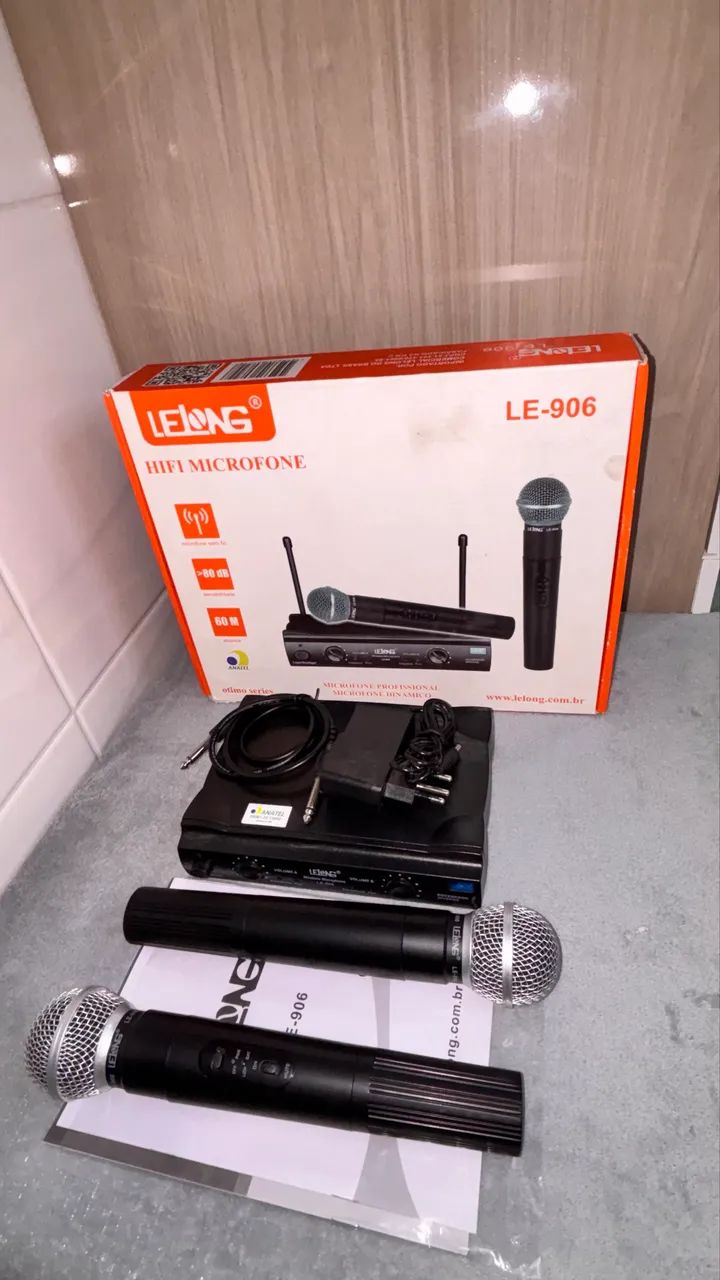 lelong - microfone sem fio duplo wireless le-906 - Foto 3