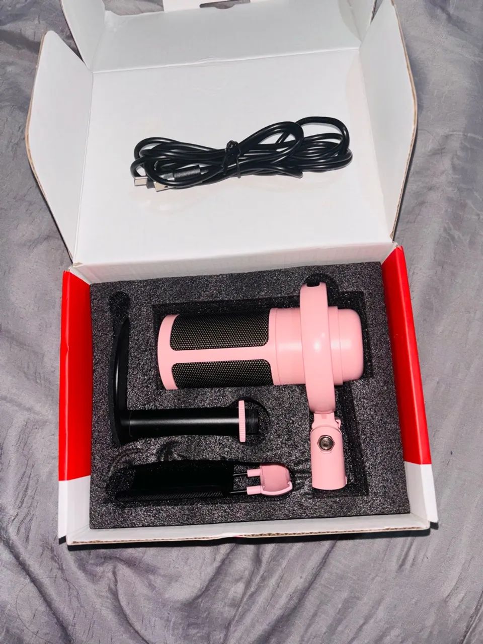 Microfone USB RGB MT-1060R rosa - Foto 2
