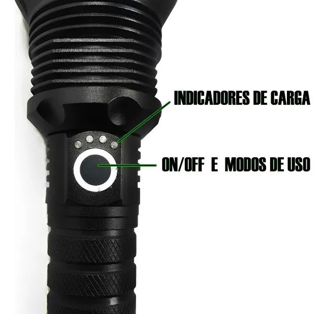 Lanterna P90 Flashlight Led Recarregável quatro leds duas baterias - Foto 5