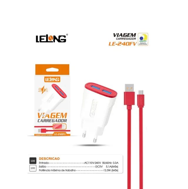  Carregador Celular Micro Usb 5.1A Lelong - Foto 2