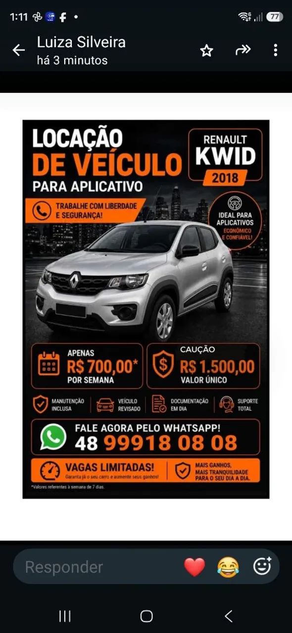 Aluguel carro,  uber ,99