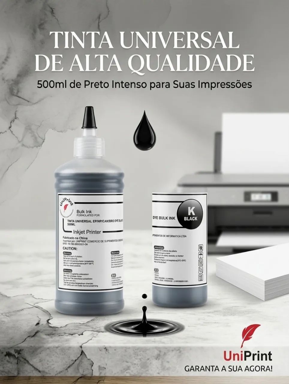 Tinta para impressora epson e hp 500ml