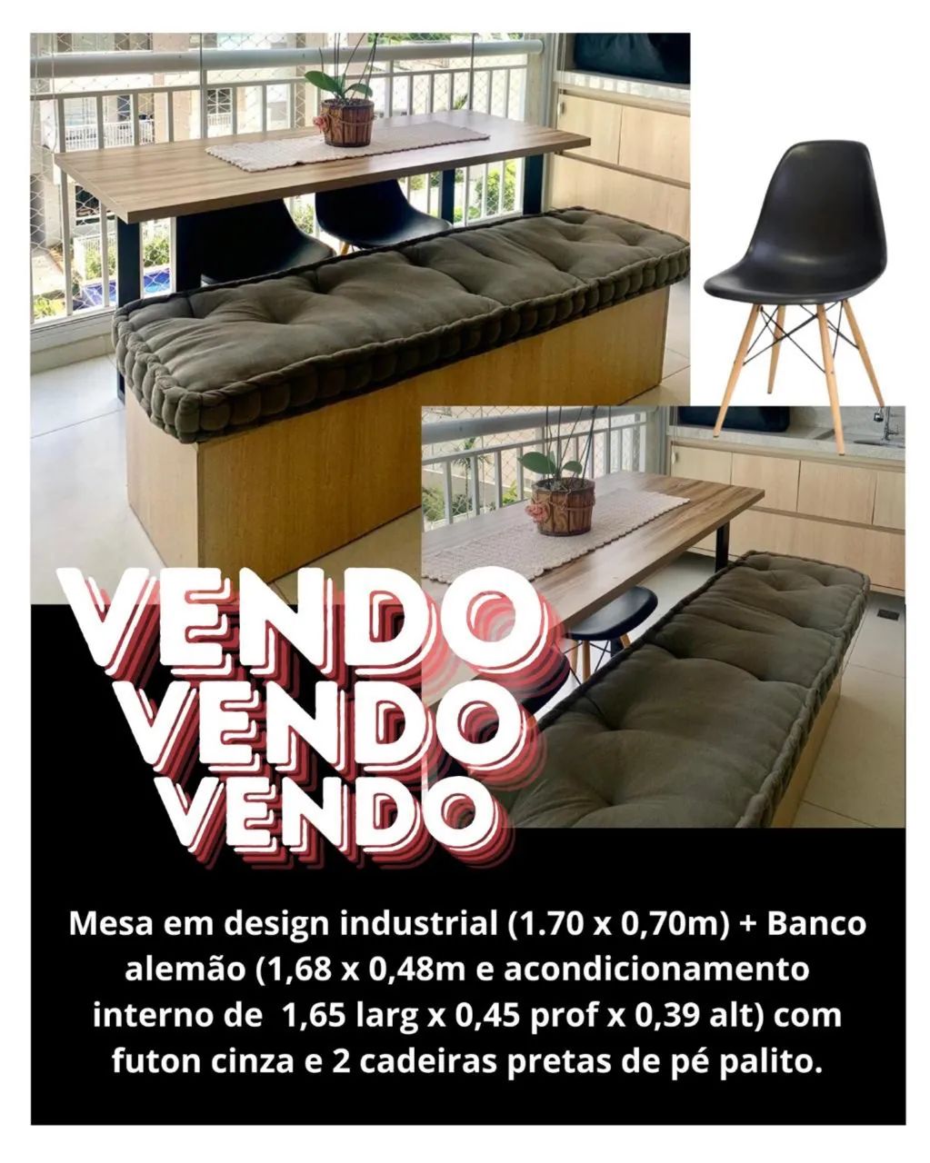 Mesa Industrial + Banco Alemão - Foto 3