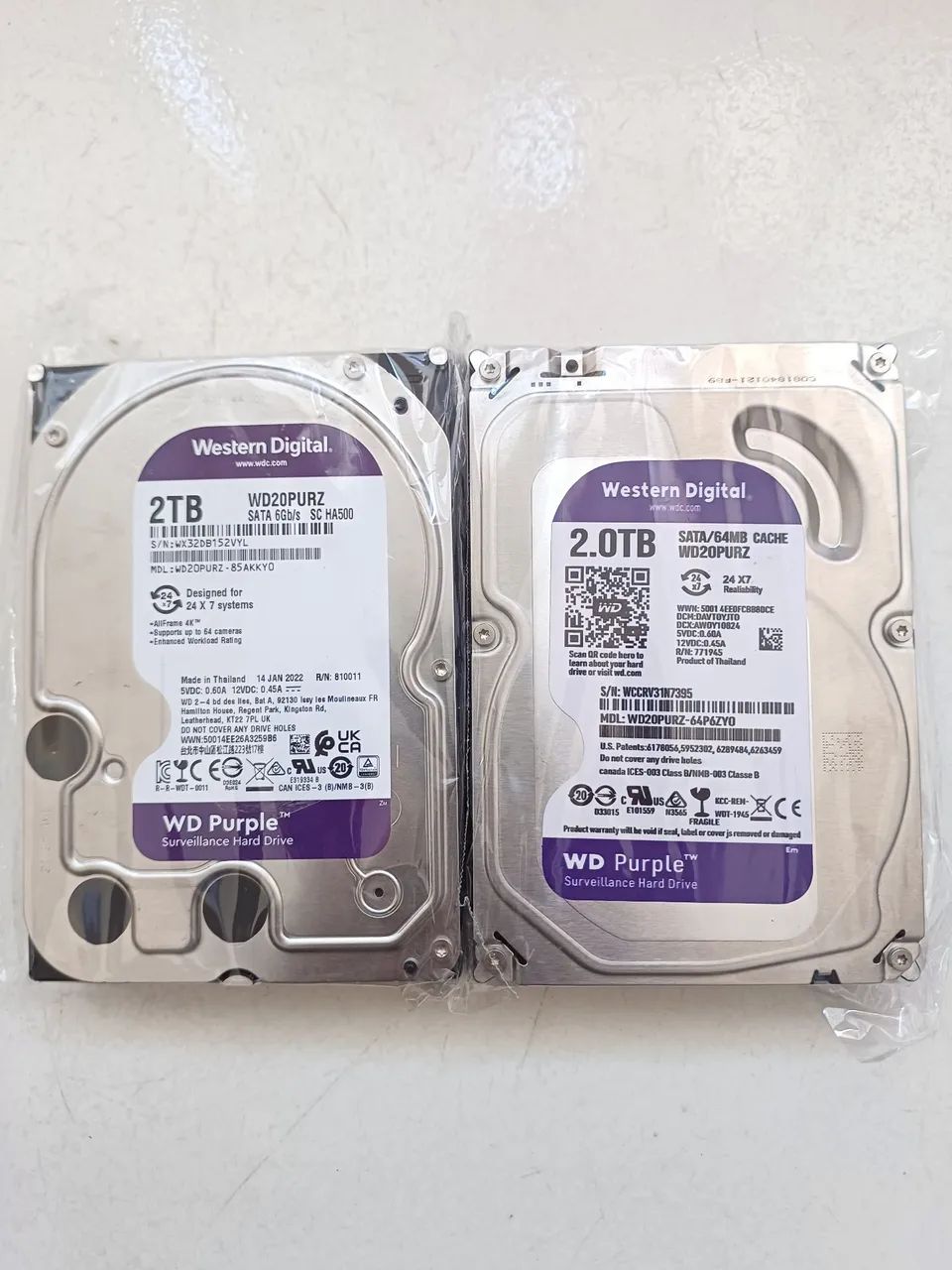 2 hds wd 2TB Purple cftv dvr nvr cpu 
