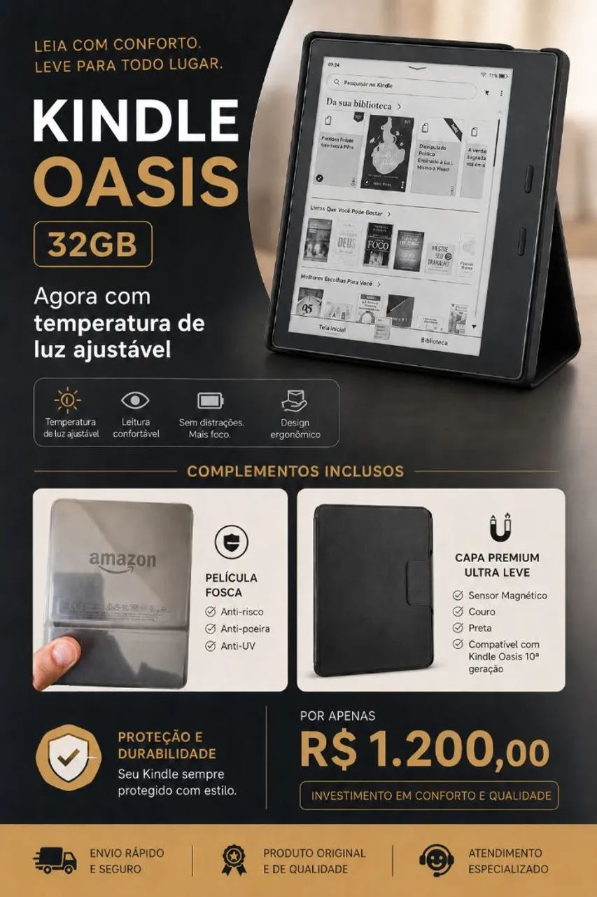Kindle Oasis 10ª geração 32GB - Modelo Premium Amazon - Tablets e