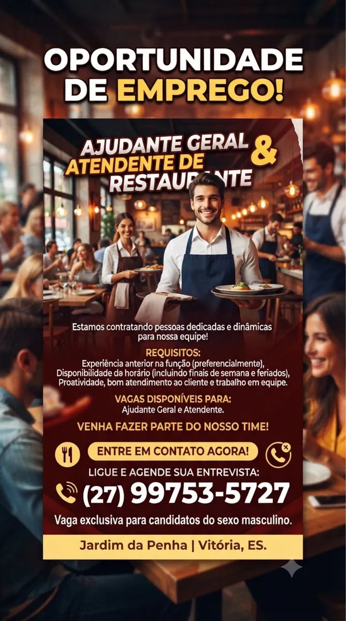 Vaga de emprego em Restaurante 