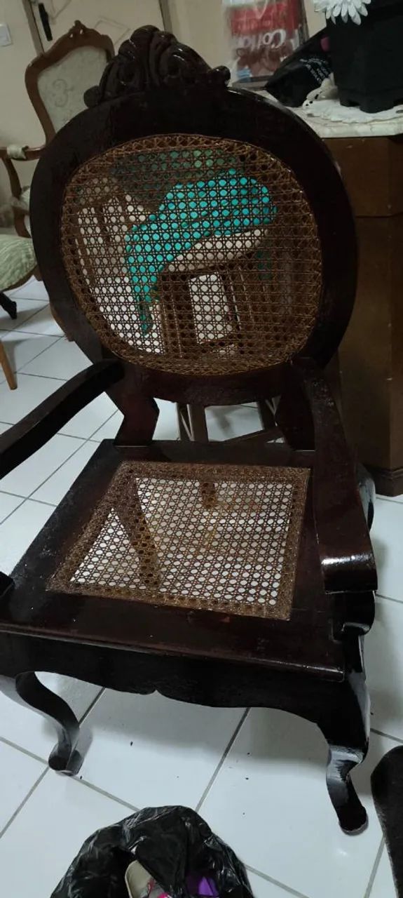 Conjunto sofá canapé Medalhão e palhinha indiana - Foto 3