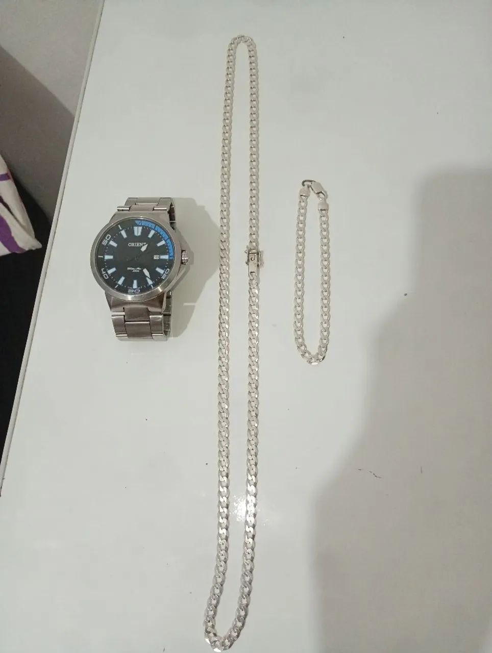Conjunto prata e relógio oriente original 